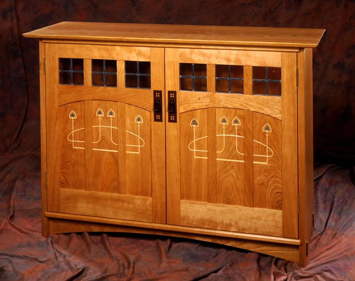 custom arts and crafts furniture|mackintosh style inlaid doors|audio