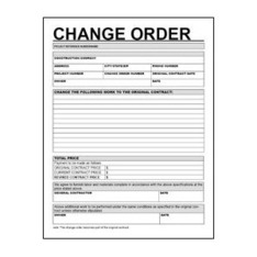 Change Order Form - Free Printable Documents