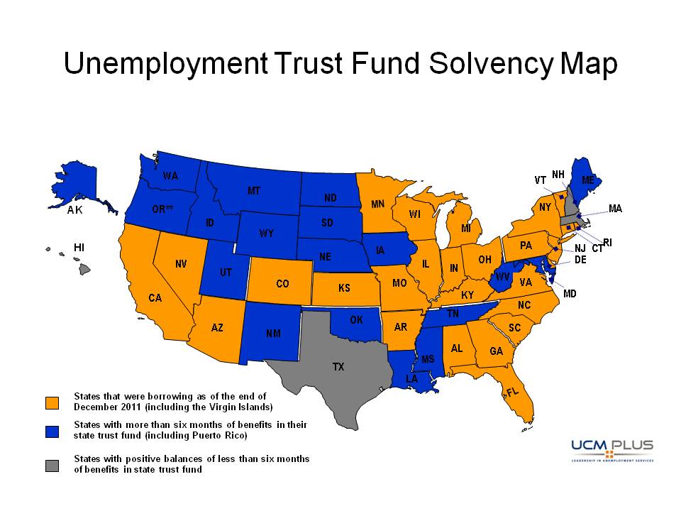 unemployment trust fund solvency map jan 2012