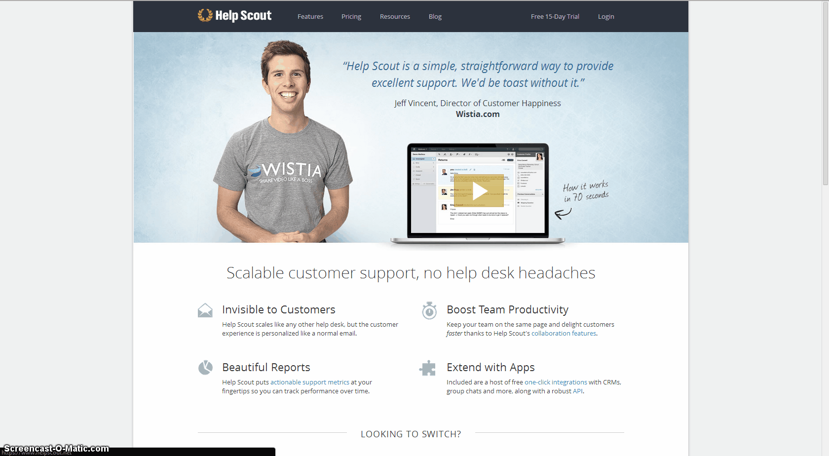 Help Scout Homepage inbound marketing web design