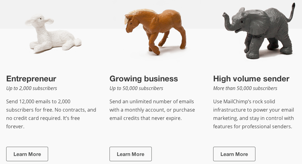 pricing page
