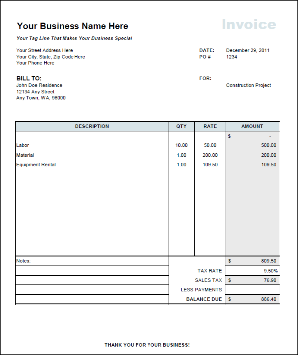 excel consulting invoice template