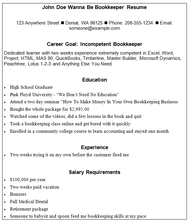 resume for bookkeeper