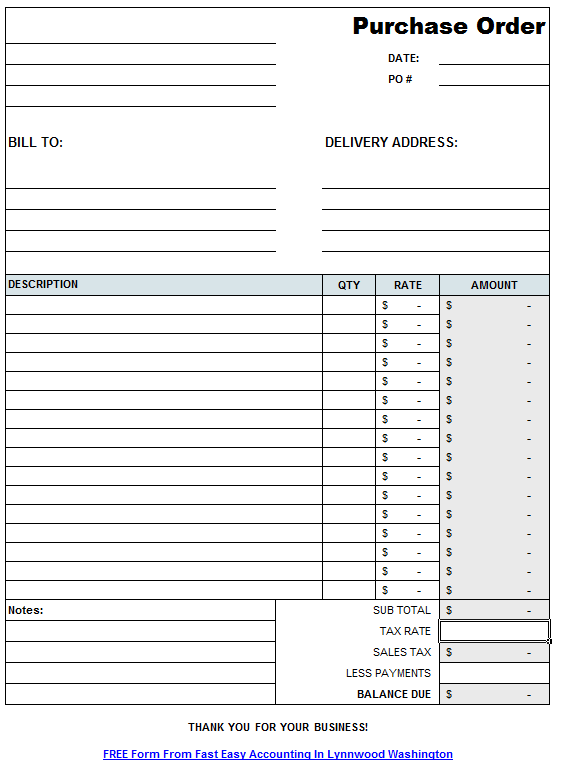 free excel purchase order template