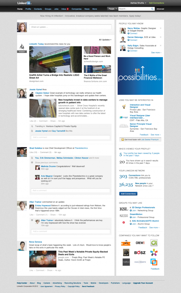 linkedin homepage redesign