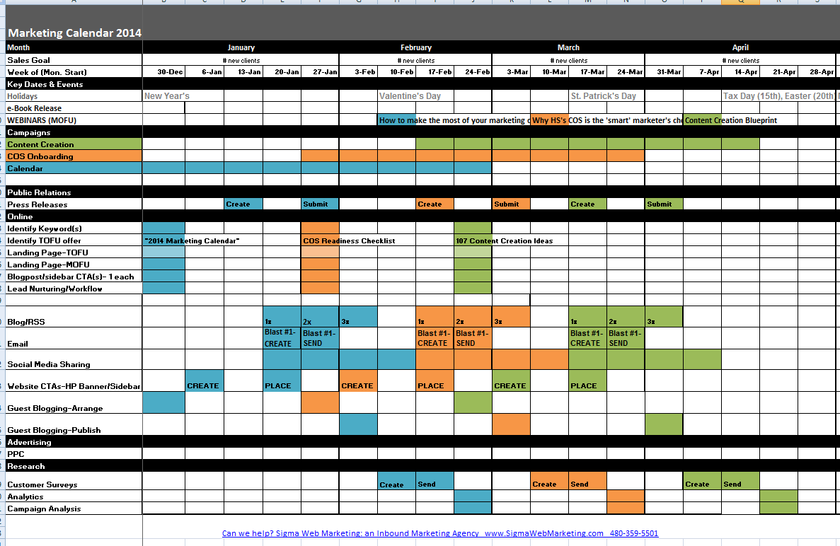 Email Marketing Calendar Template Excel