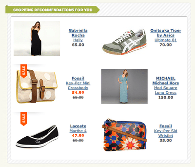 Zappos recommendation box
