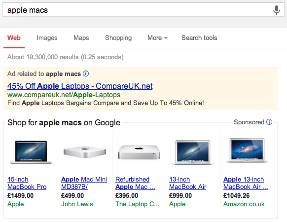 A Google PPC Product Listing Ad or PLA