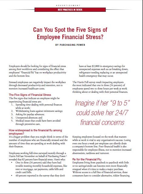 Can You Spot the Five Signs of Employee Financial Stress