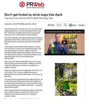 PR Web Don't Get Fooled by Stink Bugs, Stink Bug, Stink Bug Trap, Rescue, product launch, garden media group