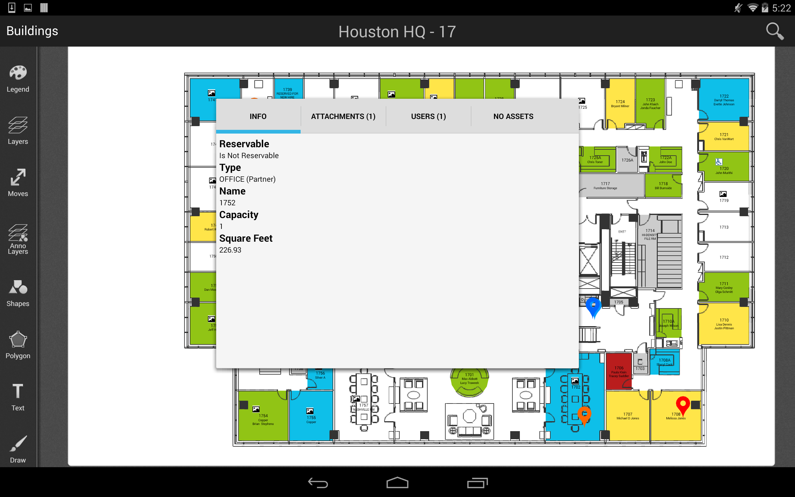 iOffice Space Manager Room Info