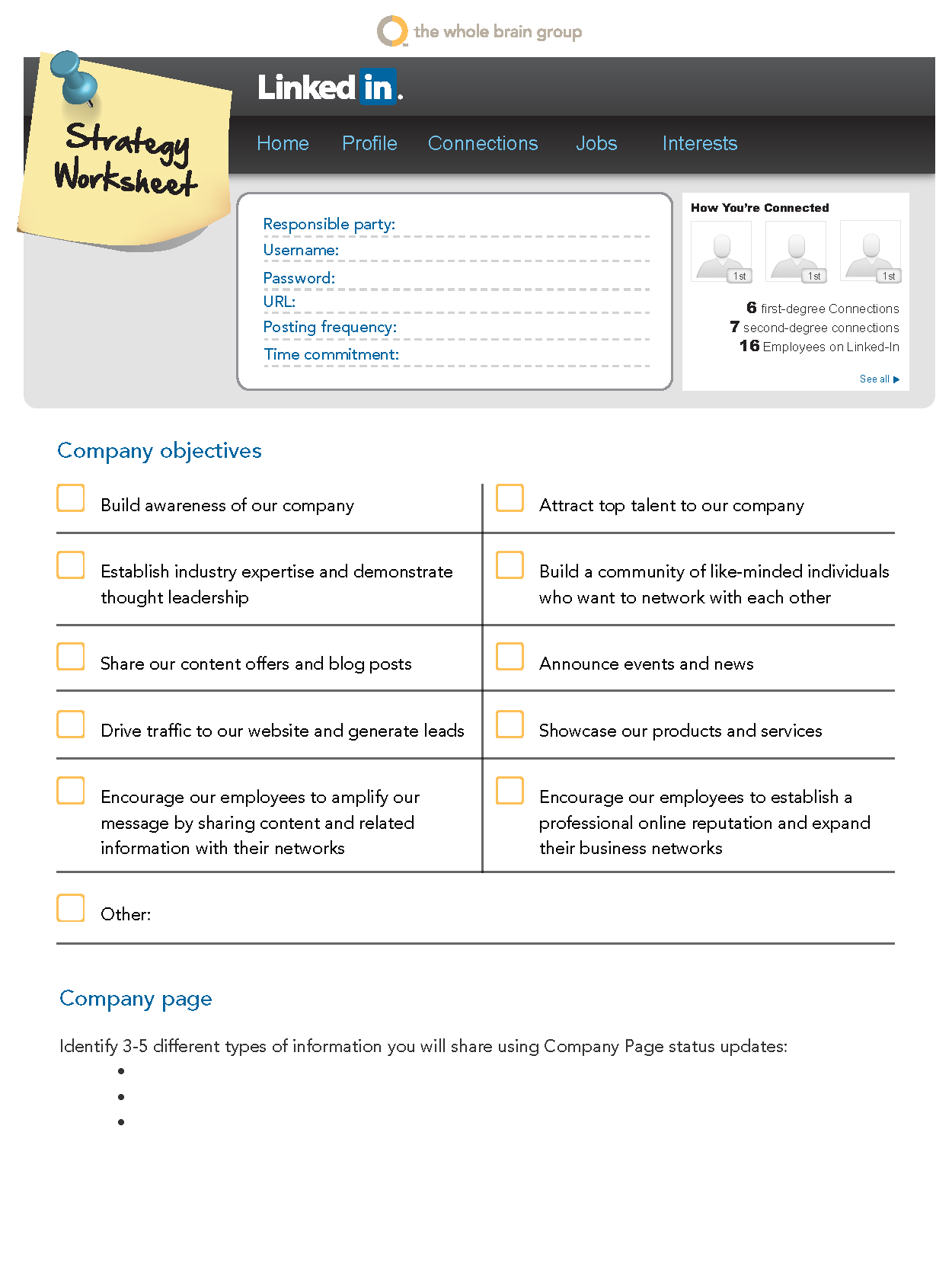 Social Media Strategy 101: LinkedIn Worksheet for Businesses