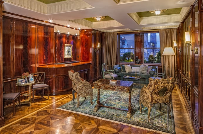 This trophy penthouse boasts 2,000-square-feet of terraces overlooking Central Park and the New York City skyline; five-star hotel services, including room service straight from the kitchen of chef Harry Cipriani; and immediate access to Fifth Avenue’s flagship fashion stores.