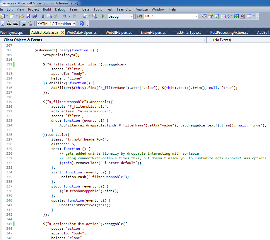Alec's handiwork in Microsoft Visual Studio