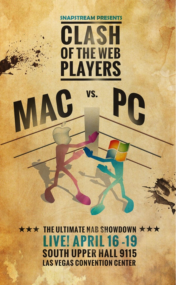 Clash of the Web Players. Mac vs. PC. April 16-19 in South Upper Hall SU 9115.