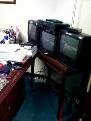 TVs and VCRs at a congressional office
