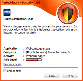 PerfectGuard Webcam Logger Warning