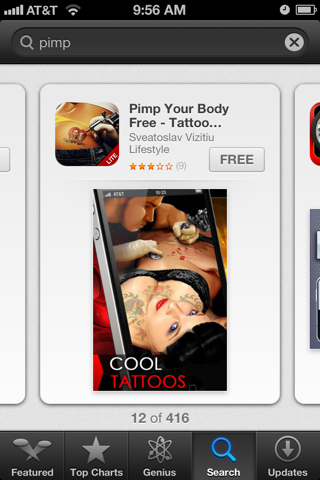pimp my body app, tattoo app, Whipp list of odd apps
