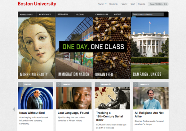 Whip, Top 10 college websites, Boston University website, 
