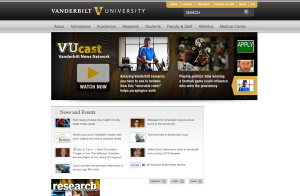 Vanderbilt University, Whipp, Top 10 University websites