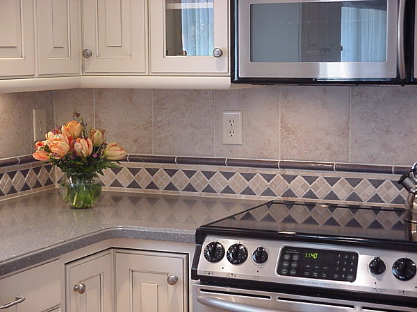 kitchen backsplash with mosaic tile border and liner kitchen backsplash with mosaic tile border and liner