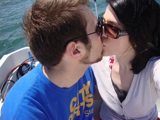 kiss on a boat