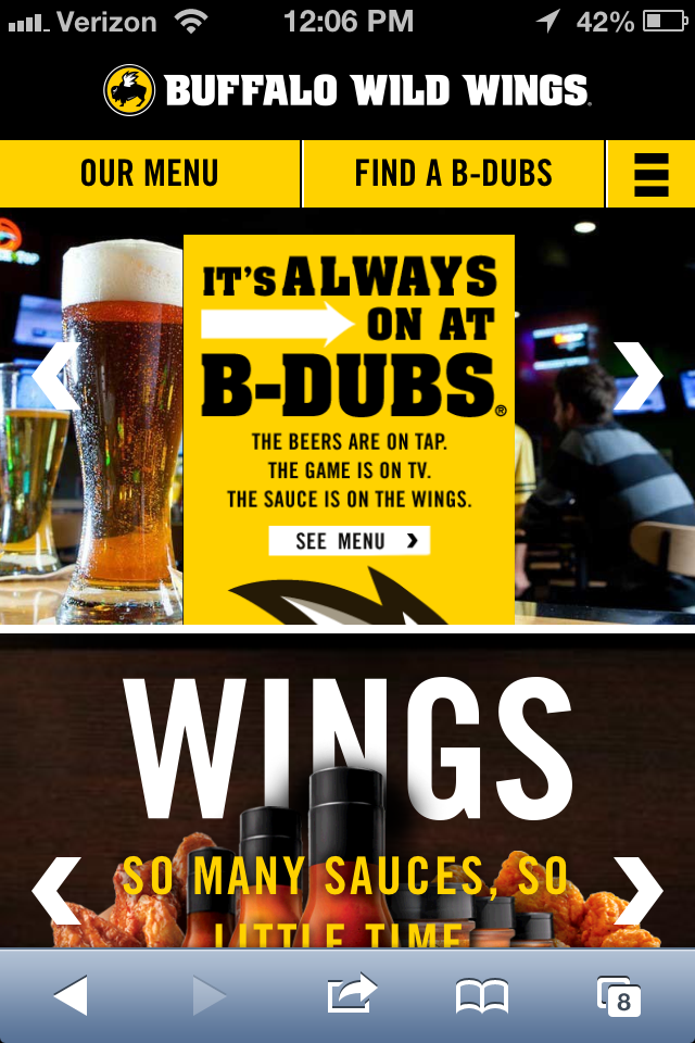 Responsive Web Design by Buffalo Wild Wings