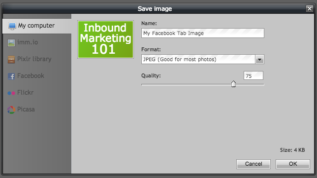 How to Create a Facebook Landing Page - Saving the Image
