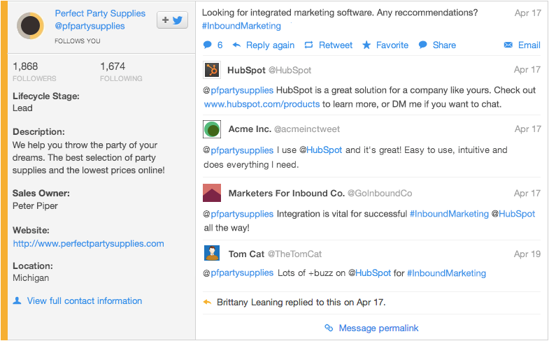 Converse with Leads in the Social Inbox by Hubspot