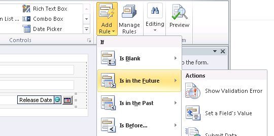 Setting Up InfoPath Form Rules