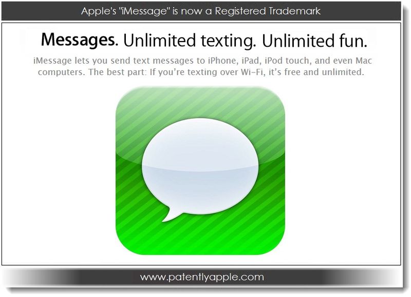apple's imessage is now a registered trademark