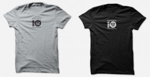 Wordpress 10th anniversary t-shirts