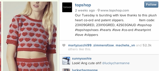 topshop shoppable instagram