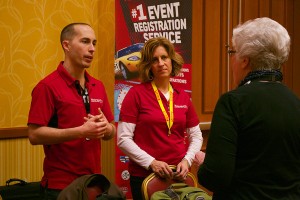 Talking to prospective SCCA customers at National Convention both
