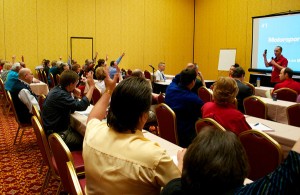 Asking questions at our annual training session preso hands