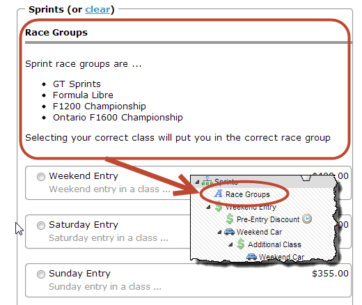 Text block allows embedding rich HTML, links and photos into the registration form Screen capture of Text Block in action