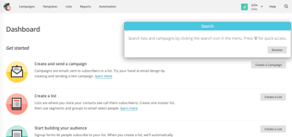 MailChimp welcome page MailChimp welcome page