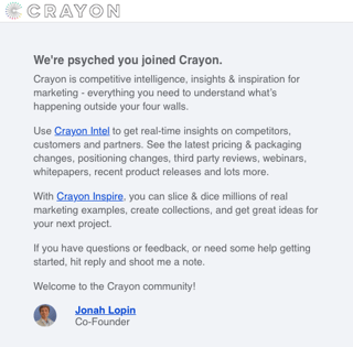 crayon welcome email crayon welcome email