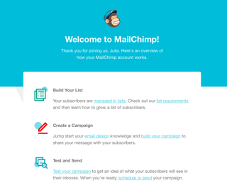 MailChimp welcome email MailChimp welcome email