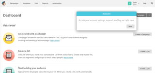 MailChimp welcome page MailChimp welcome page