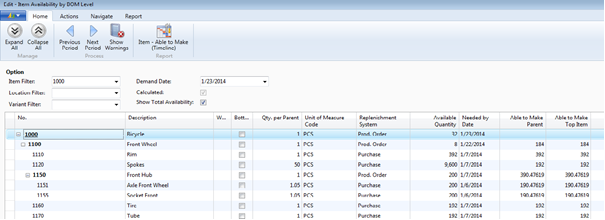 Microsoft Dynamics NAV Item Availability