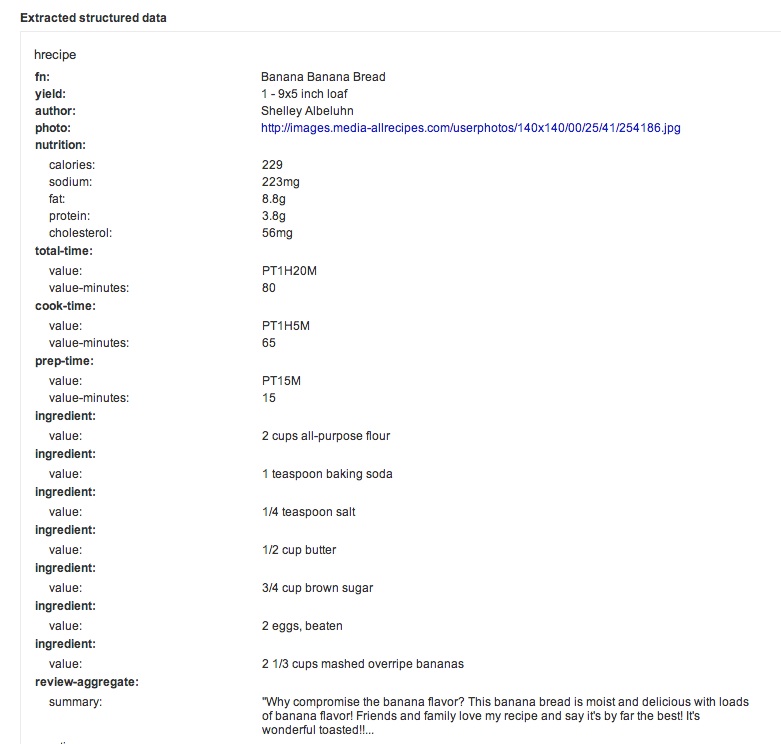 Recipe Structured Data