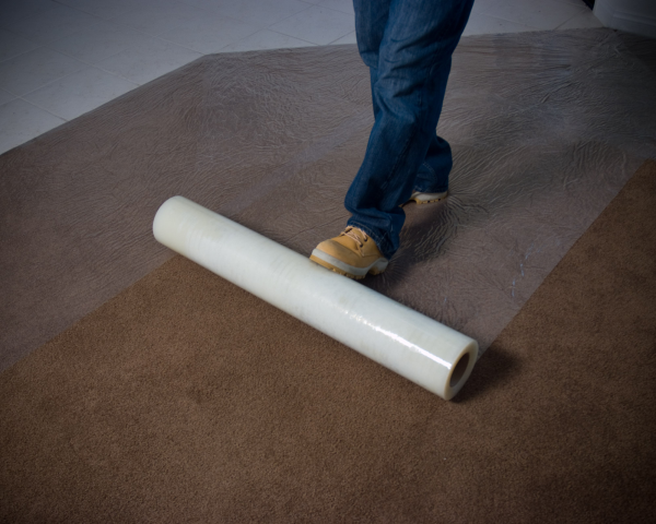 carpet protection plastic protector protect film floor moving adhesive floors clear self heavy carpets duty sheeting streak surface sticky sheets