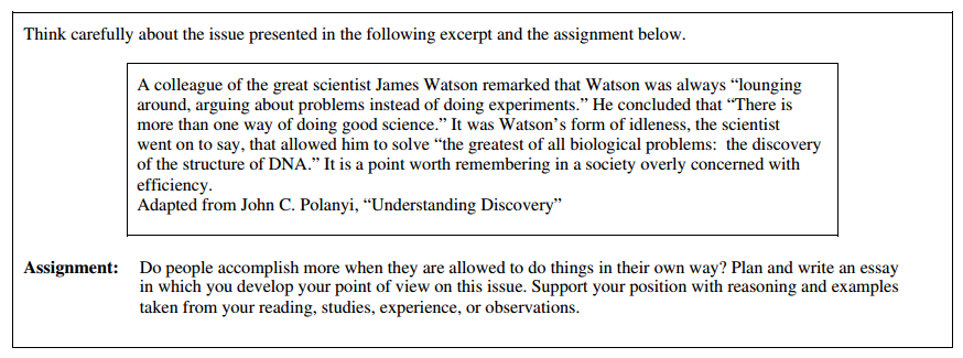 SAT Essay Prompts from the most recent SAT administration