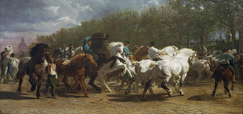 Horse Fair, Rosa Bonheur. Oil on canvas, 1853 - 1855. 8' x 17' (approx.). Metropolitan Museum of Art, New York.