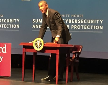 Obama speaking at the Cyber Security Summit