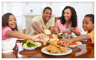 family eating dinner