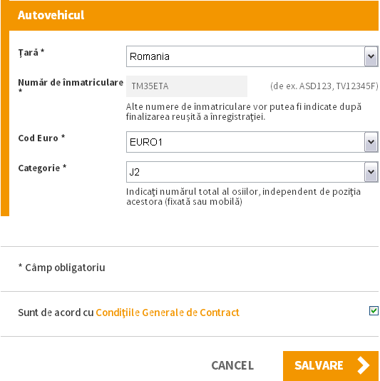 Inregistrare vehicul