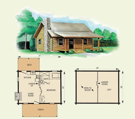 Small Log Cabin Floor Plans With Loft