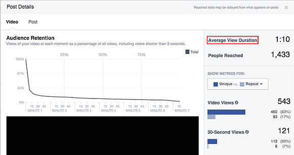 See average length of video viewed in Facebook Insights step 2